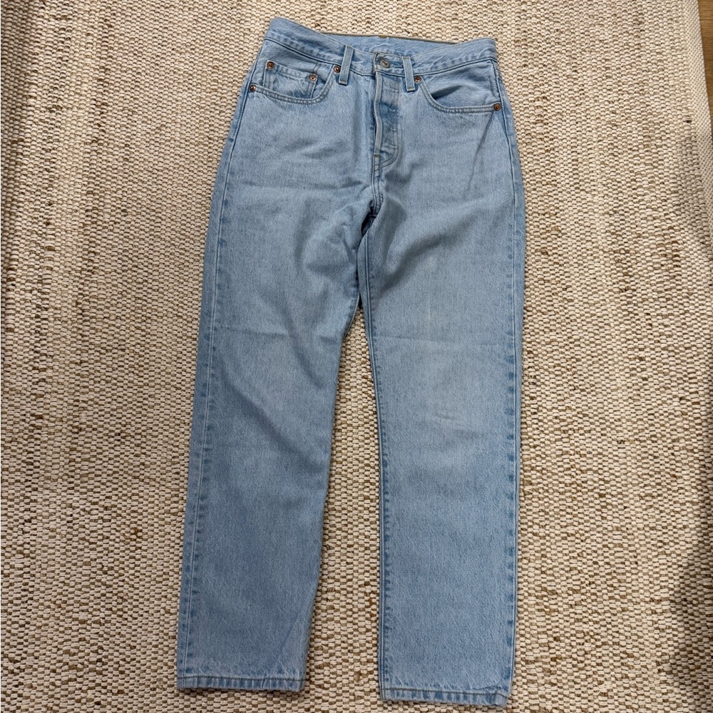Levi's 501 Women's Straight Leg Jeans - Light Blue - Picture 3 of 4